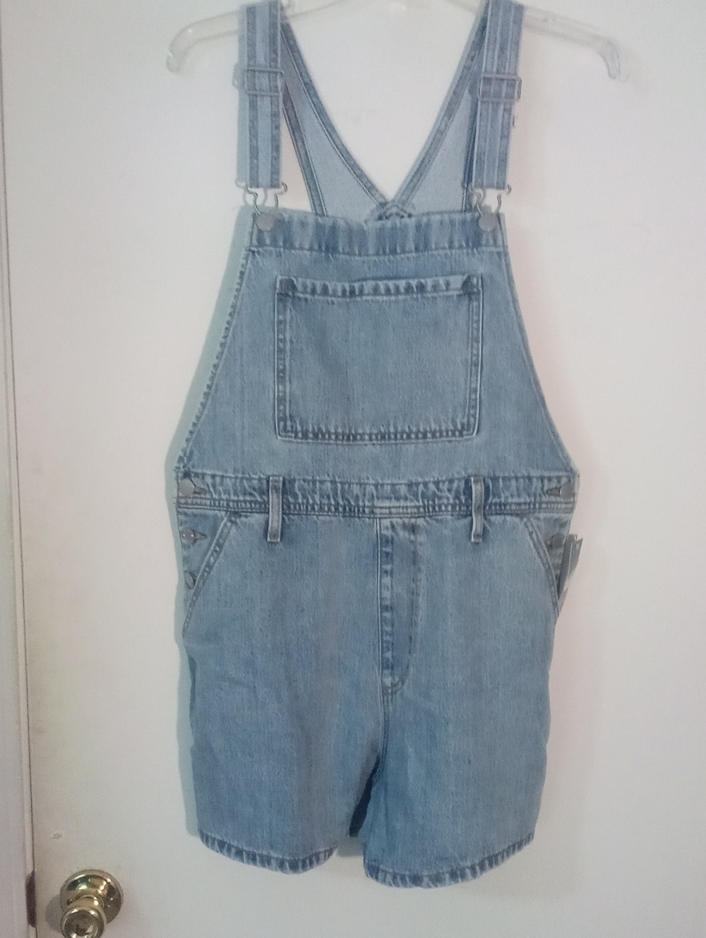 * Parke Light Blue Denim Overalls Romper Shortall Medium NWT